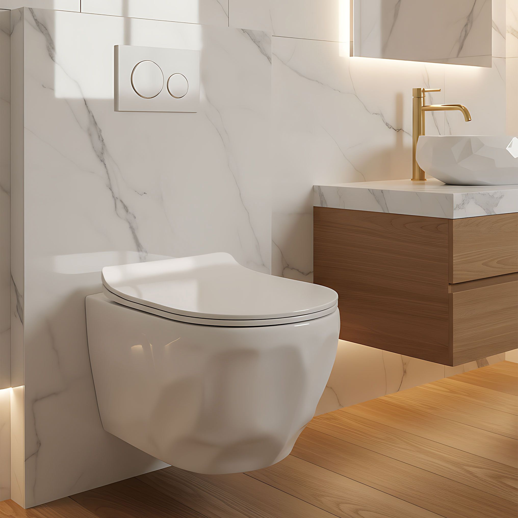 Misa Wc Podwieszana Rea Gustavo Rimless Biały , Ceramika Sanitarna