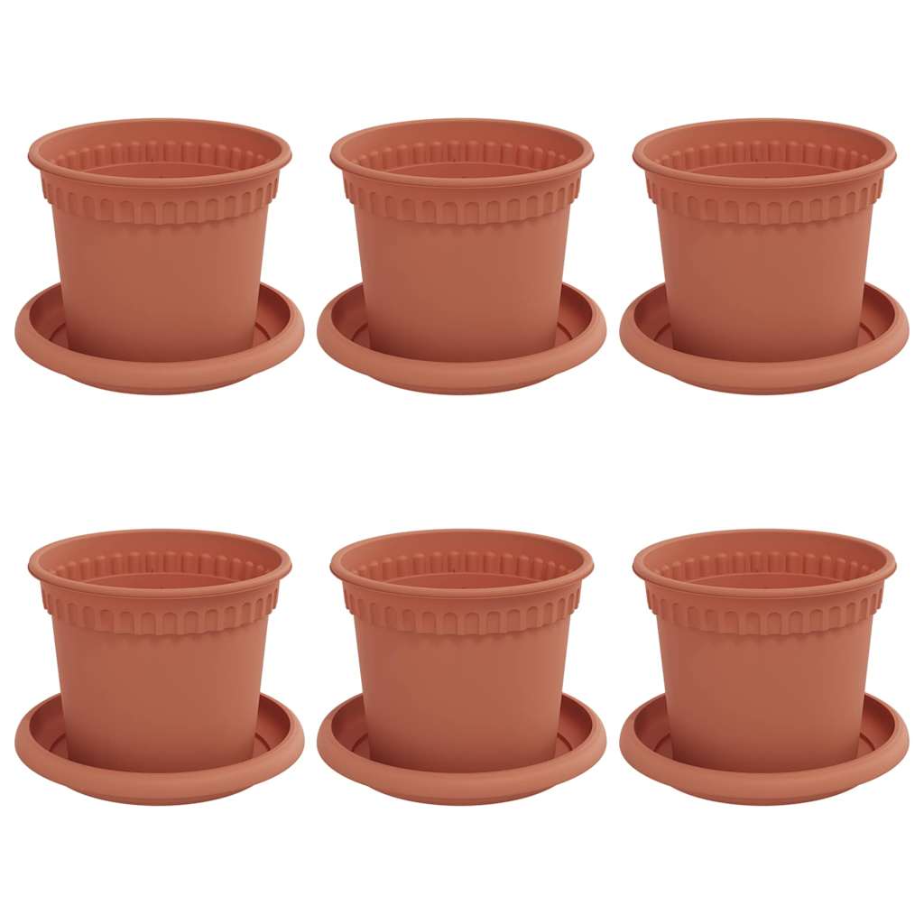 Doniczki 6 pcs Czerwony ceglasty Ø 12,5 x 10 cm