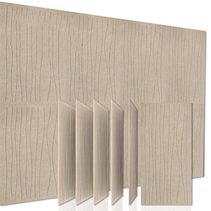 Zestaw 6 dźwiękochłonnych paneli ściennych, dekoracyjnych paneli ściennych, odpowiedni do domowego biura, ciemny beż, 30*60 cm