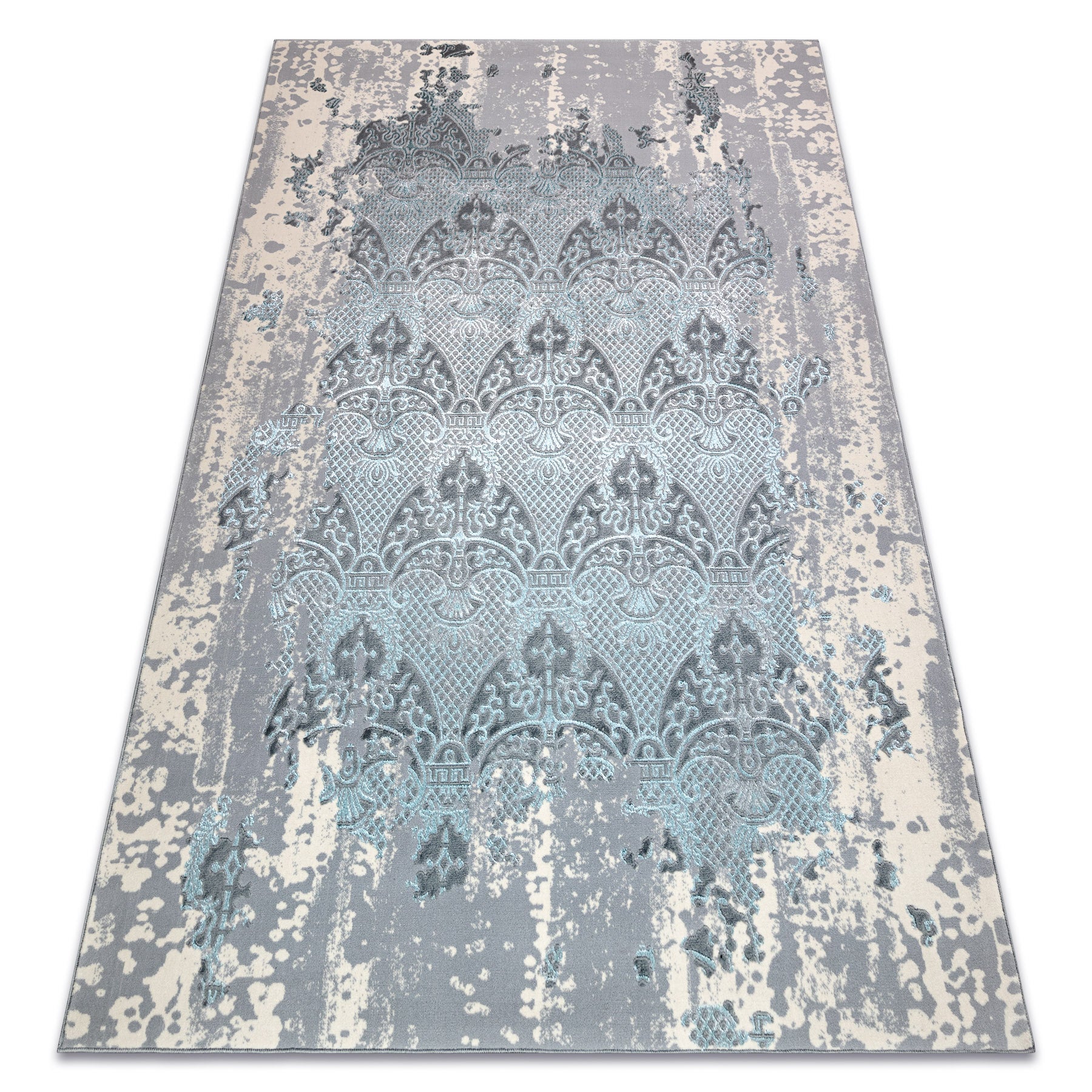 Dywan CORE W3824 Ornament Vintage - Strukturalny, dwa poziomy runa, jasnoniebieski / krem / szary 160x220 cm
