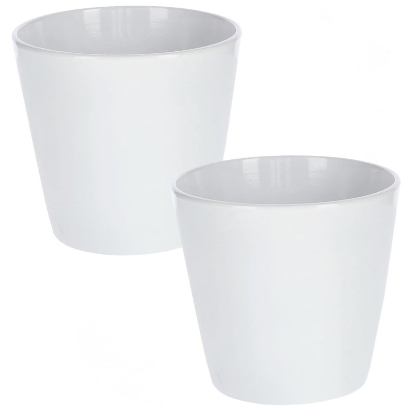 Doniczka osłonka ceramiczna na kwiaty 16 cm biała - 2 szt. - KOTARBAU