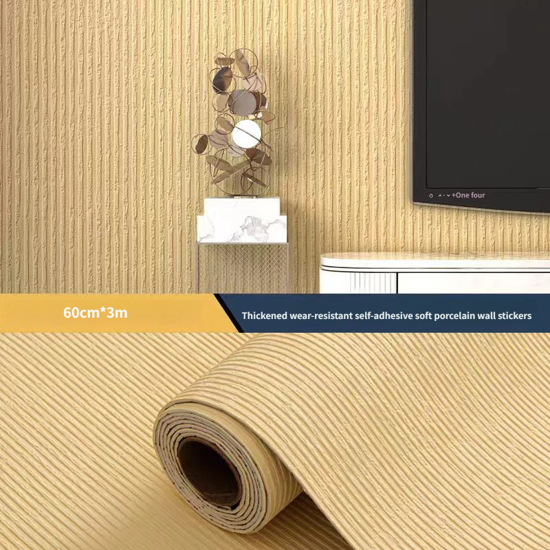 Elastyczne, samoprzylepne naklejki ścienne z ceramiki, elastyczne panele ścienne imitujące trawertyn 3D, wodoodporna tapeta dekoracyjna, 0,6 x 3 m