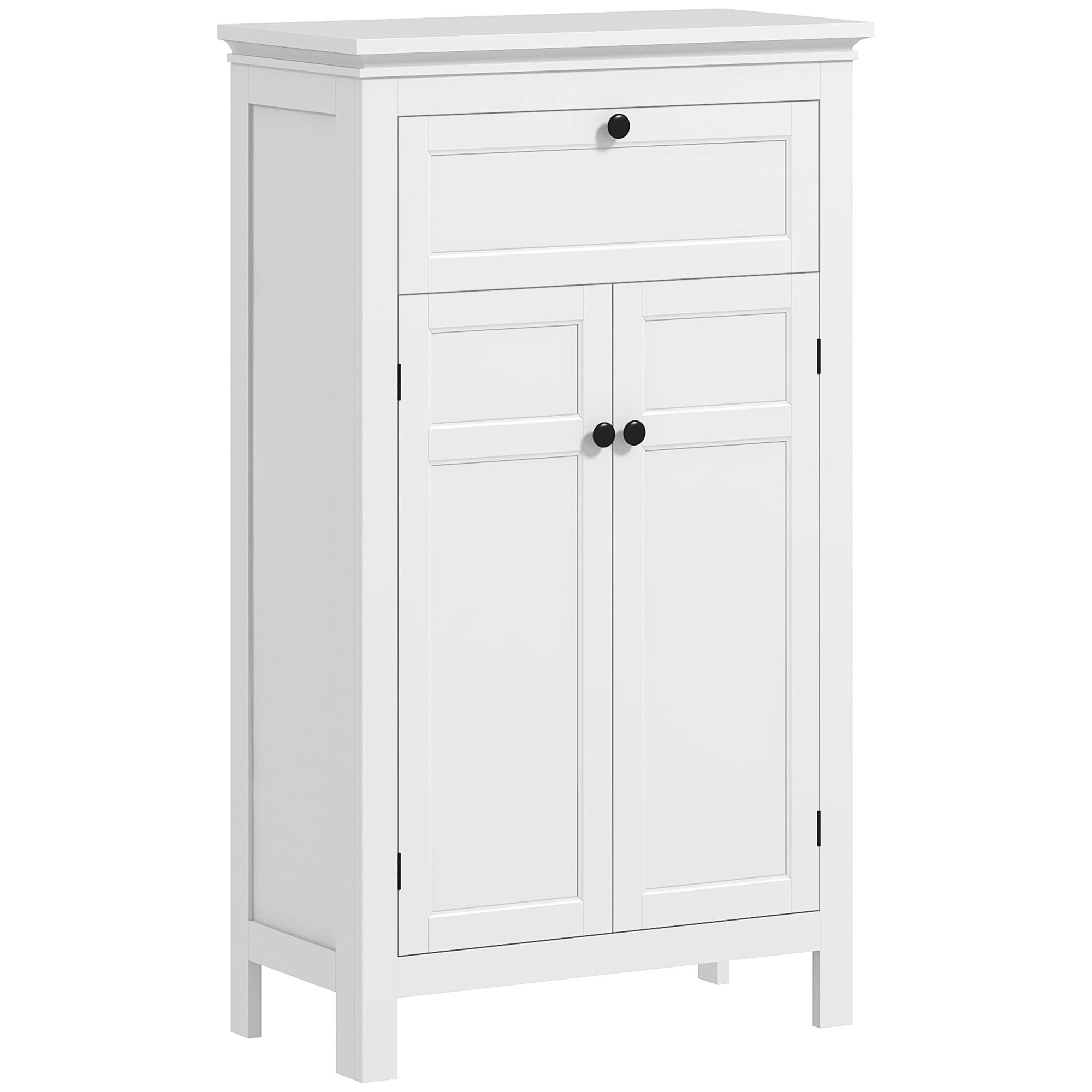 Szafka łazienkowa z 2 drzwi szuflada, oszczędzający miejsce szafka łazienkowa z regulowane półki, 60 x 30 x 102.5 cm, biała