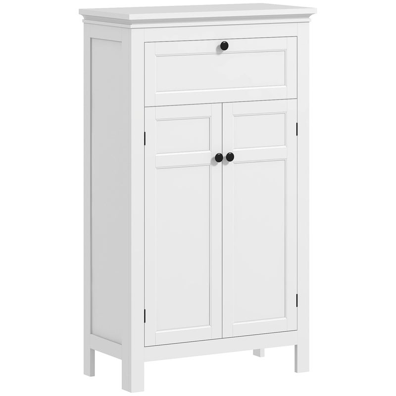 Szafka łazienkowa z 2 drzwi szuflada, oszczędzający miejsce szafka łazienkowa z regulowane półki, 60 x 30 x 102.5 cm, biała