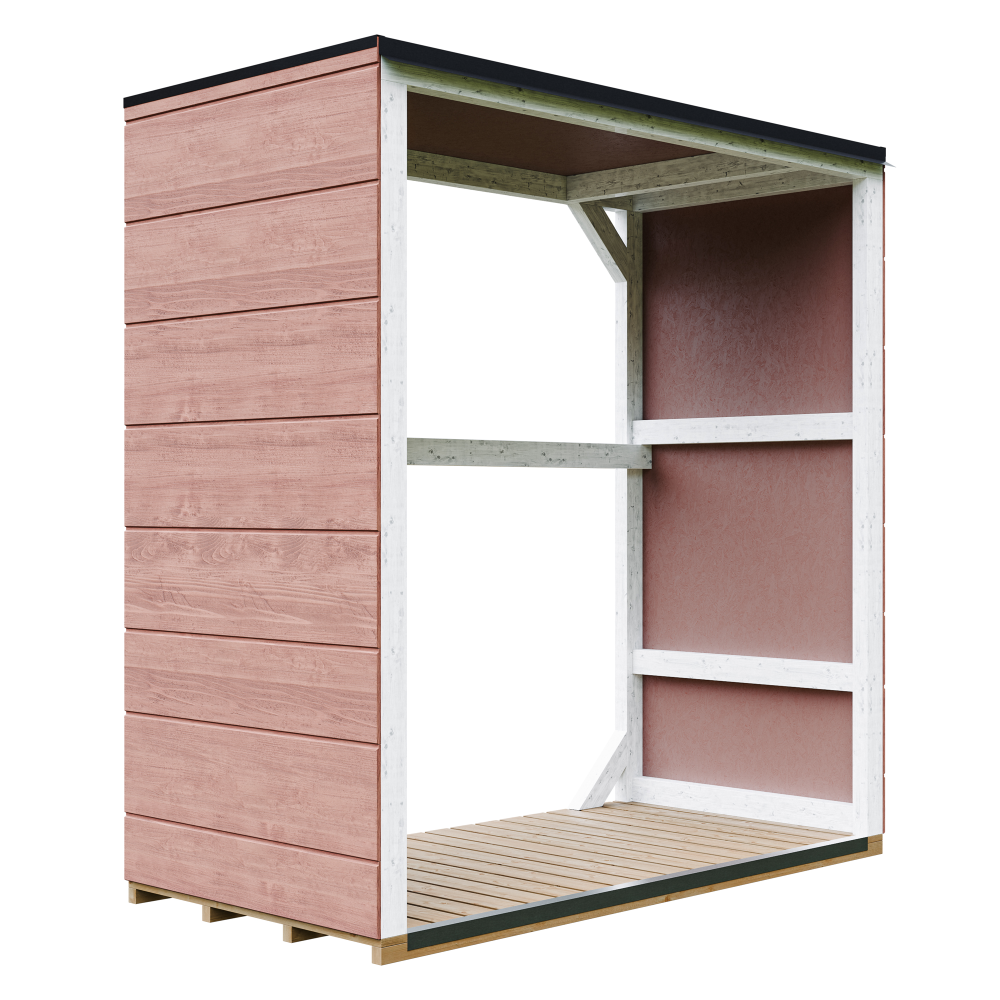 Skrzynia zewnętrzna na drewno 1,14 m² - 75 x 153 x wys. 159 cm - TIMBELA M980-1-REDWOOD RED