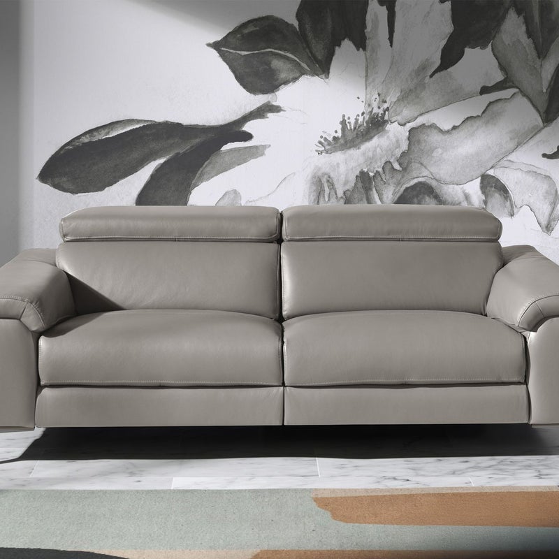 ANGEL CERDA 3-osobowa sofa relaksacyjna w ciemnoszarej skórze