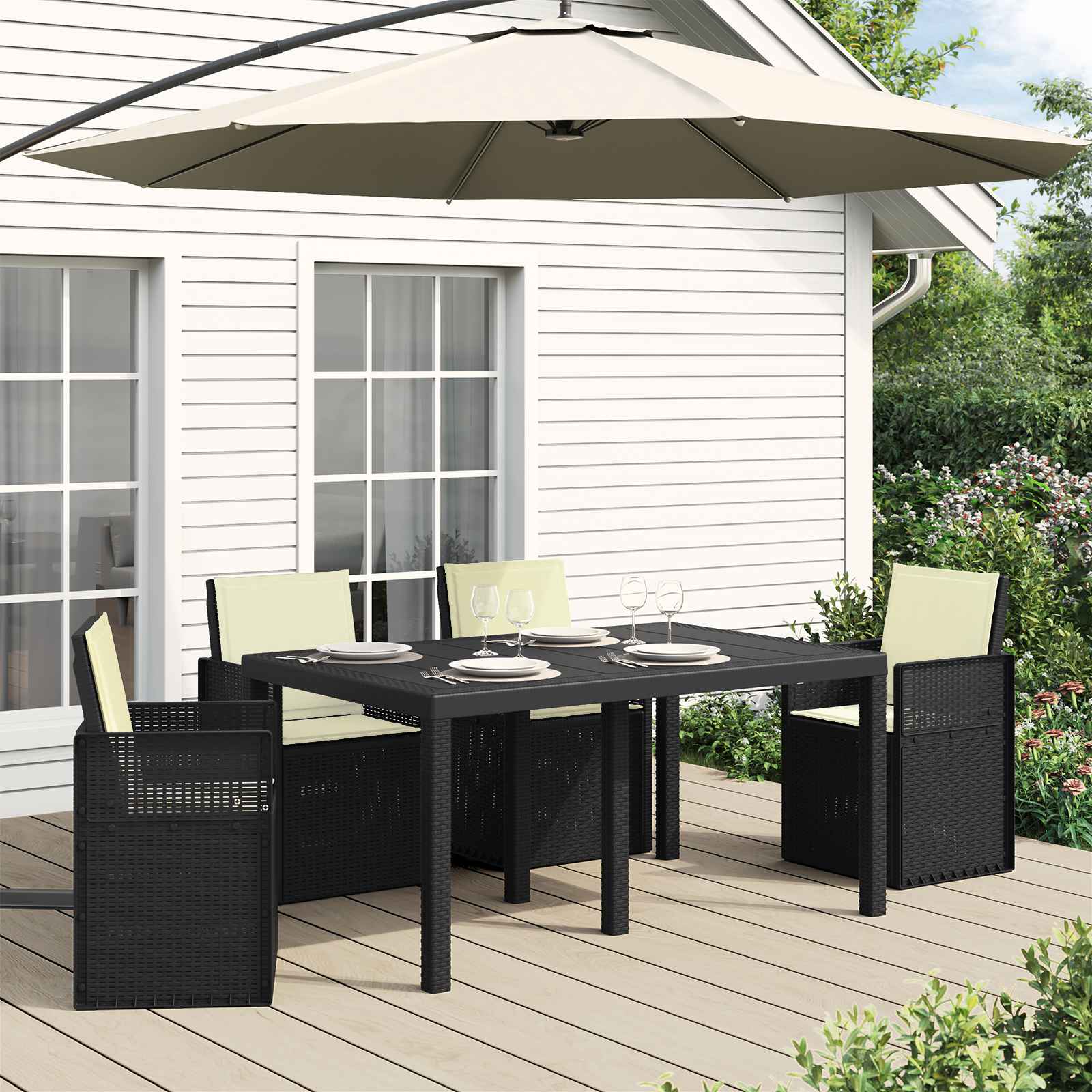 Poduszki na Siedzisko i Oparcie 4 pcs kremowy 47 x 45 x 2 cm vidaXL