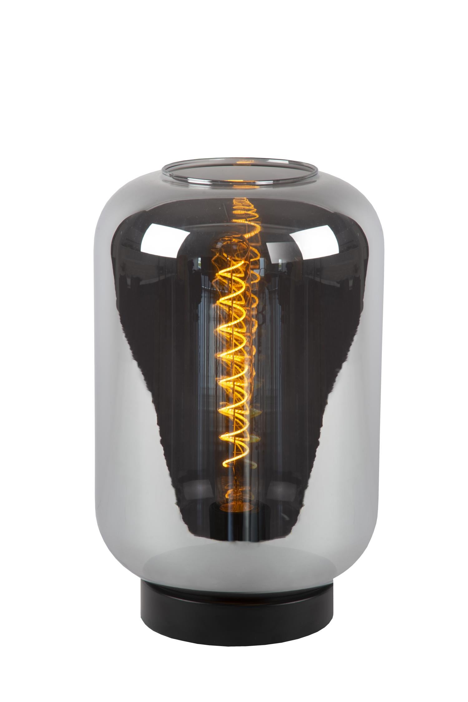 Lampa stołowa Joanet czarno-dymiona 1xE27x40W szkło wym:35x22x22cm IP20 Lucide