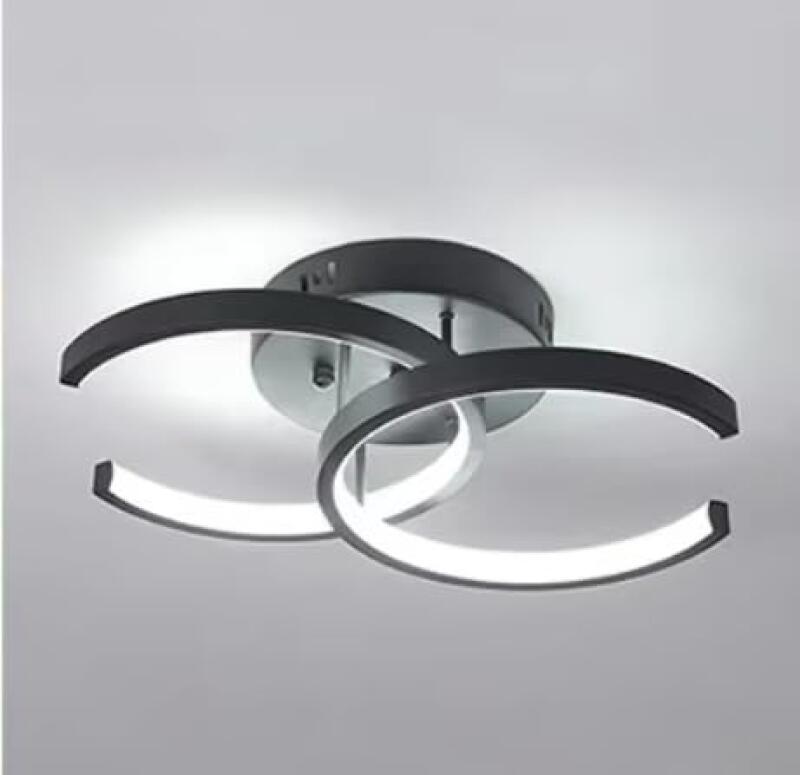 Nowoczesna lampa sufitowa LED – Wyjątkowy i kreatywny design – Czarna, odpowiednia do korytarzy, salonów, sypialni, kuchni i biur (światło trójkoloro