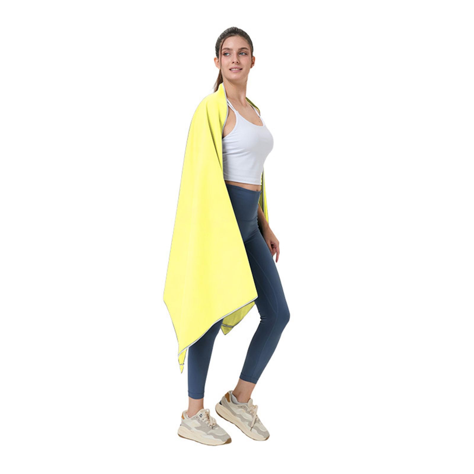 Żółty – Ręcznik plażowy z mikrofibry 76x190cm z zamknięciem magnetycznym, szybkoschnący, lekki i chłonny, idealny na plażę, basen, saunę, sport