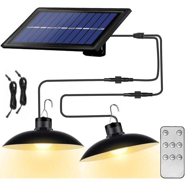 Słoneczne lampy Żyrandol solarny z wodoodpornym pilotem 2 głowice kabel 3 m - Ciepłe światło