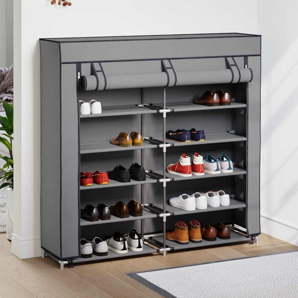 Szafka na buty z osłoną, szara, 115x28x110 cm, tkanina