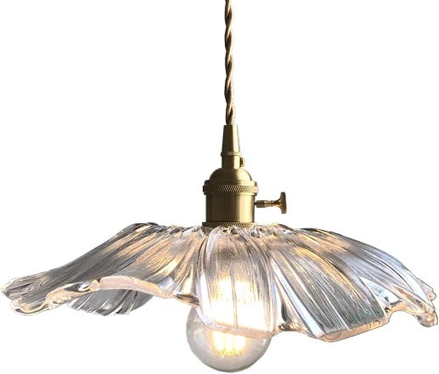 E27 Liść lotosu Szkło Złoto Miedź Nowoczesne oświetlenie nordyckie Lampy wiszące Lampa wisząca Oświetlenie wyspy kuchennej Jadalnia