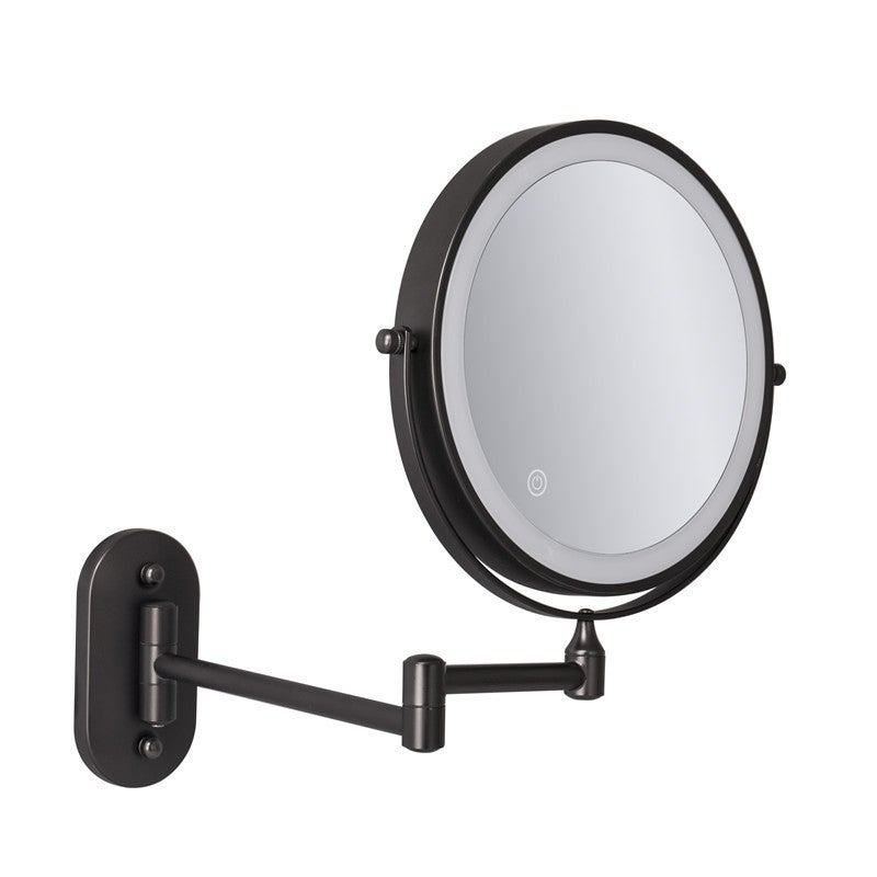 Lustro ścienne LED z 8-calowym powiększeniem, ładowane przez USB z 1X/7X, czarne