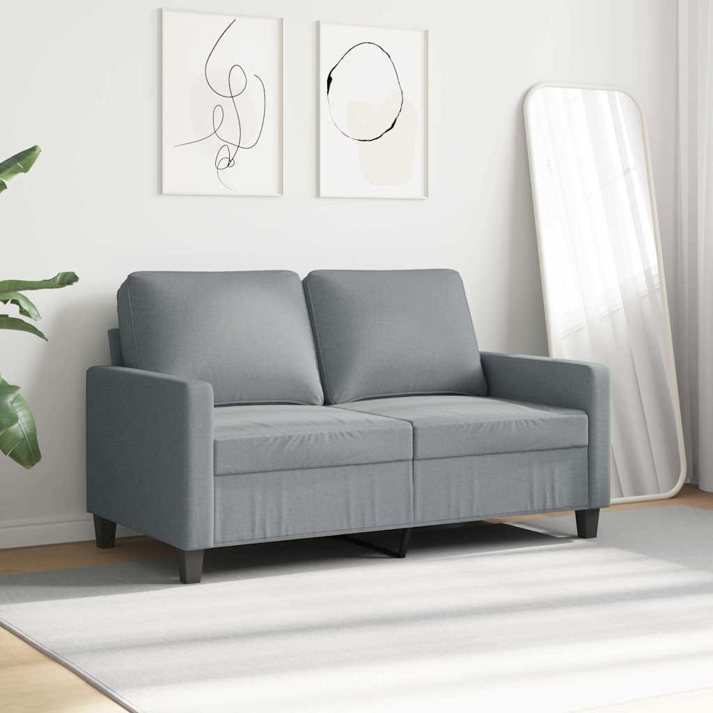 Sofa 2-osobowa, jasnoszara, 120 cm, tapicerowana tkaniną