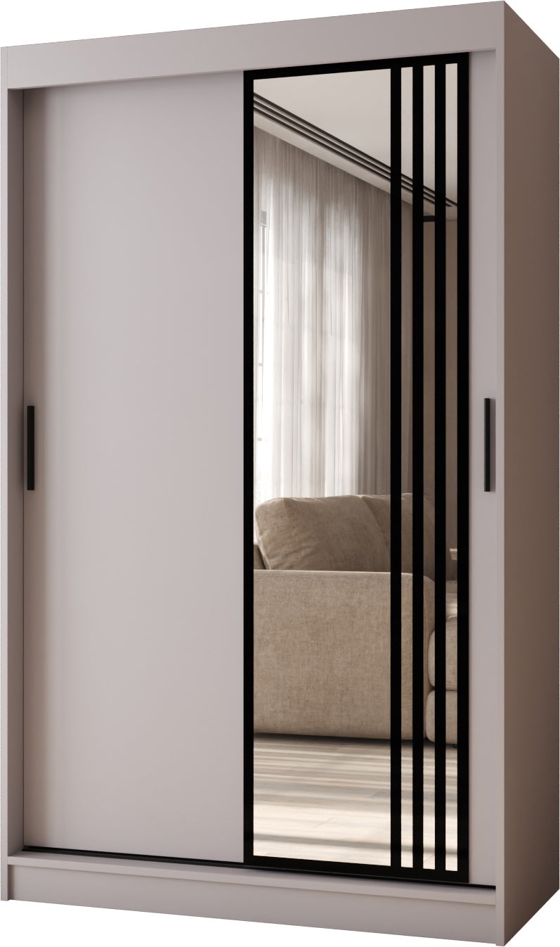 Szafa przesuwna z lustrem GLOSSY 120 x 62 x 200 kaszmir + u. czarny