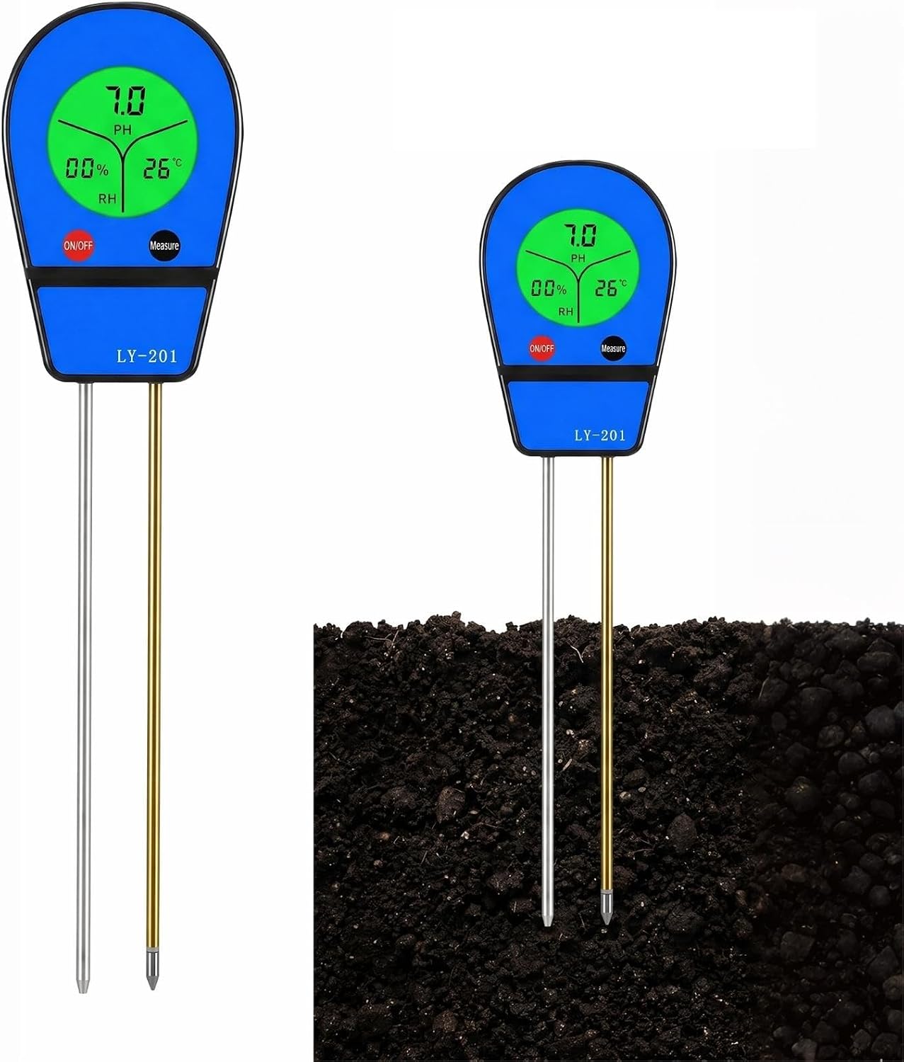 3-w-1 tester gleby do pomiaru pH, wilgotności i temperatury; cyfrowy miernik gleby z ekranem LCD; tester gleby do ogrodu, gospodarstwa i roślin