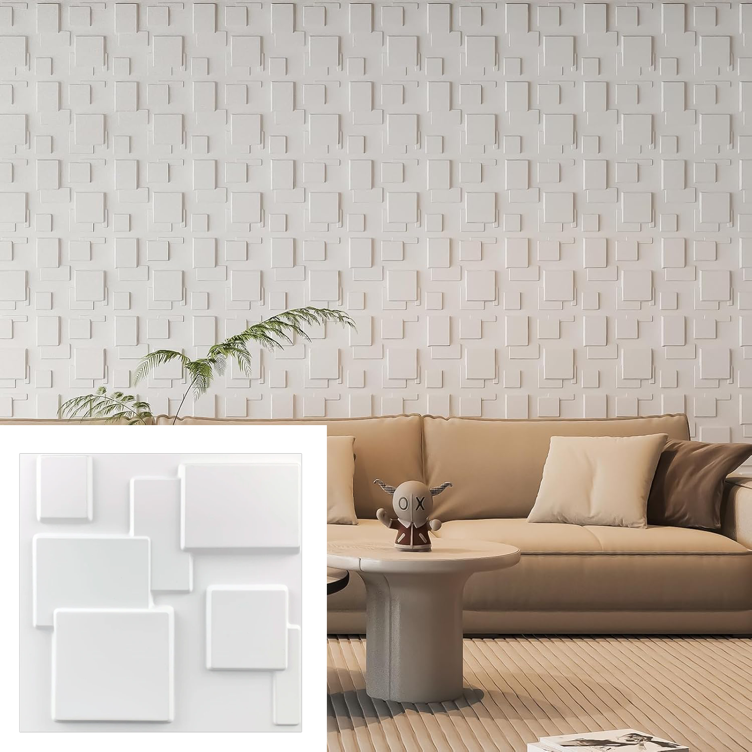 Zestaw 15 paneli ściennych 3D, wodoodporne płytki ścienne z PCV, dekoracyjne panele ścienne z PCV do salonu, biura, sypialni, 30 cm x 30 cm