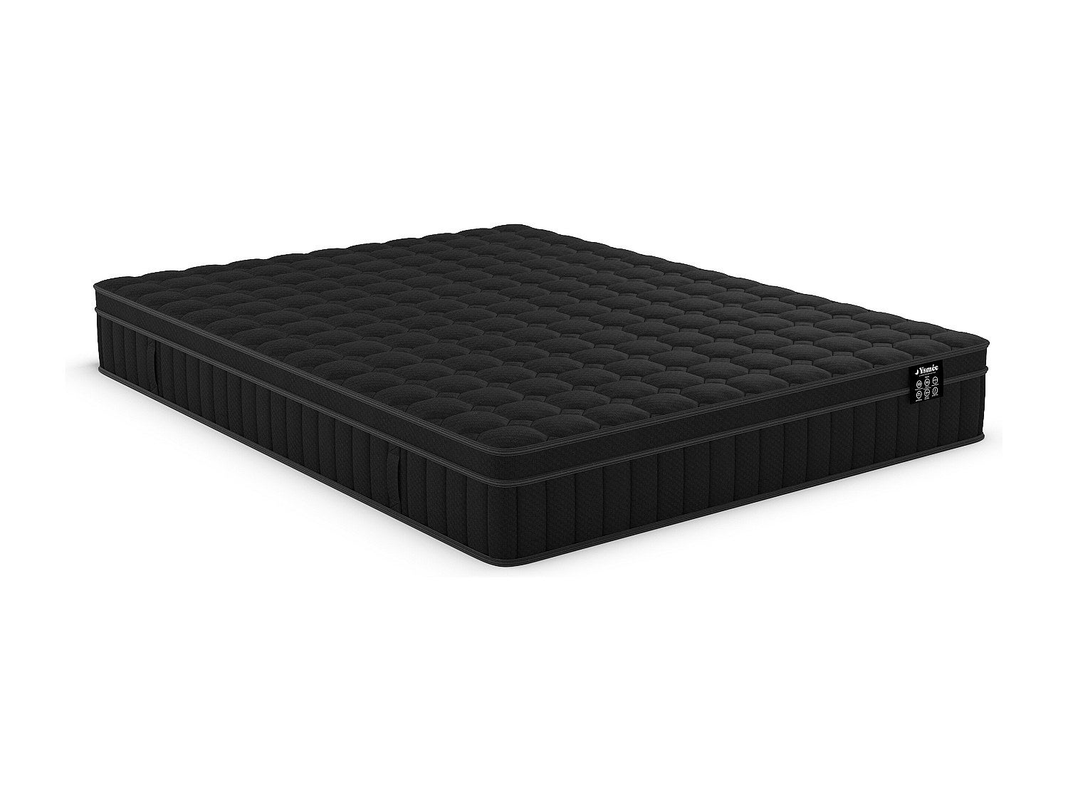 Materac 160 × 200 cm hybrydowy ze sprężynami kieszeniowymi 7 stref, żelem z pamięcią kształtu i czarnym pokrowcem, gr. 25 cm - TOLCA YSMÉE