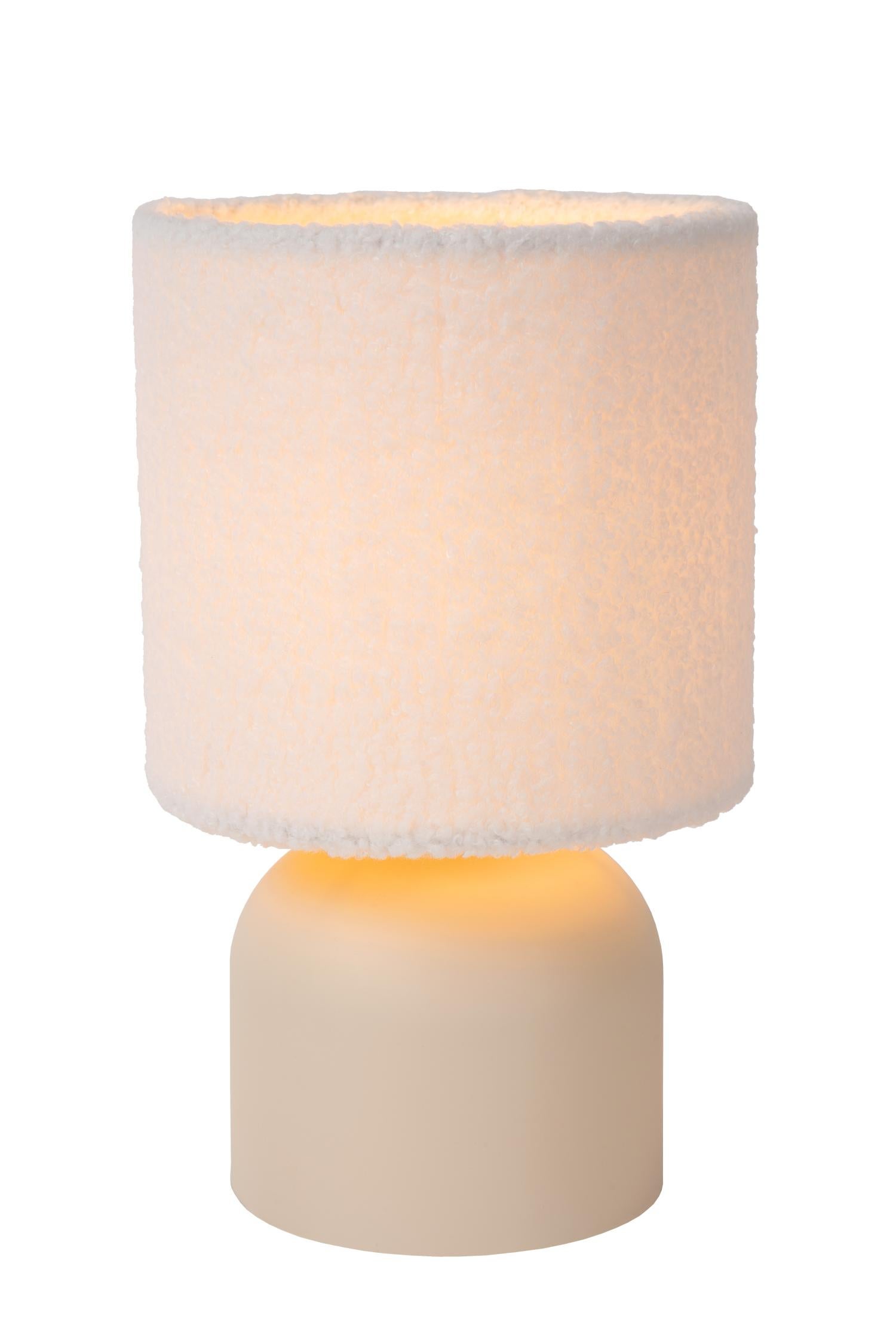 Lampa stołowa z abażurem Woolly biało-kremowa 1xE14x40W tkanina wym:28x16x16cm IP20 Lucide