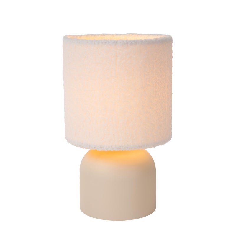 Lampa stołowa z abażurem Woolly biało-kremowa 1xE14x40W tkanina wym:28x16x16cm IP20 Lucide