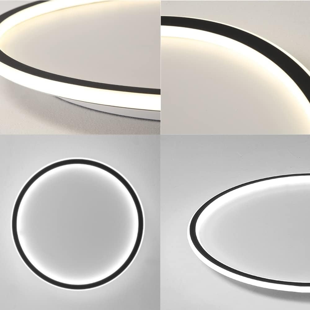 Okrągła lampa sufitowa LED 24 W – czarna – światło trójkolorowe – średnica 20 cm – nadaje się do oświetlenia wnętrz w salonach, sypialniach itp.