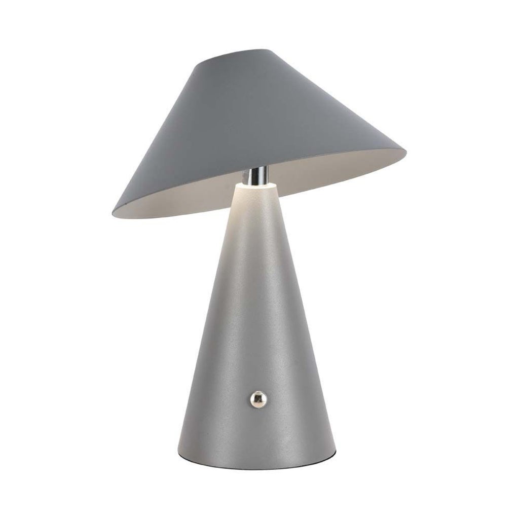 Lampa stołowa LED 3 W, szara, metalowa, akumulatorowa, dotykowa, USB-C, ściemnialna, 3 w 1