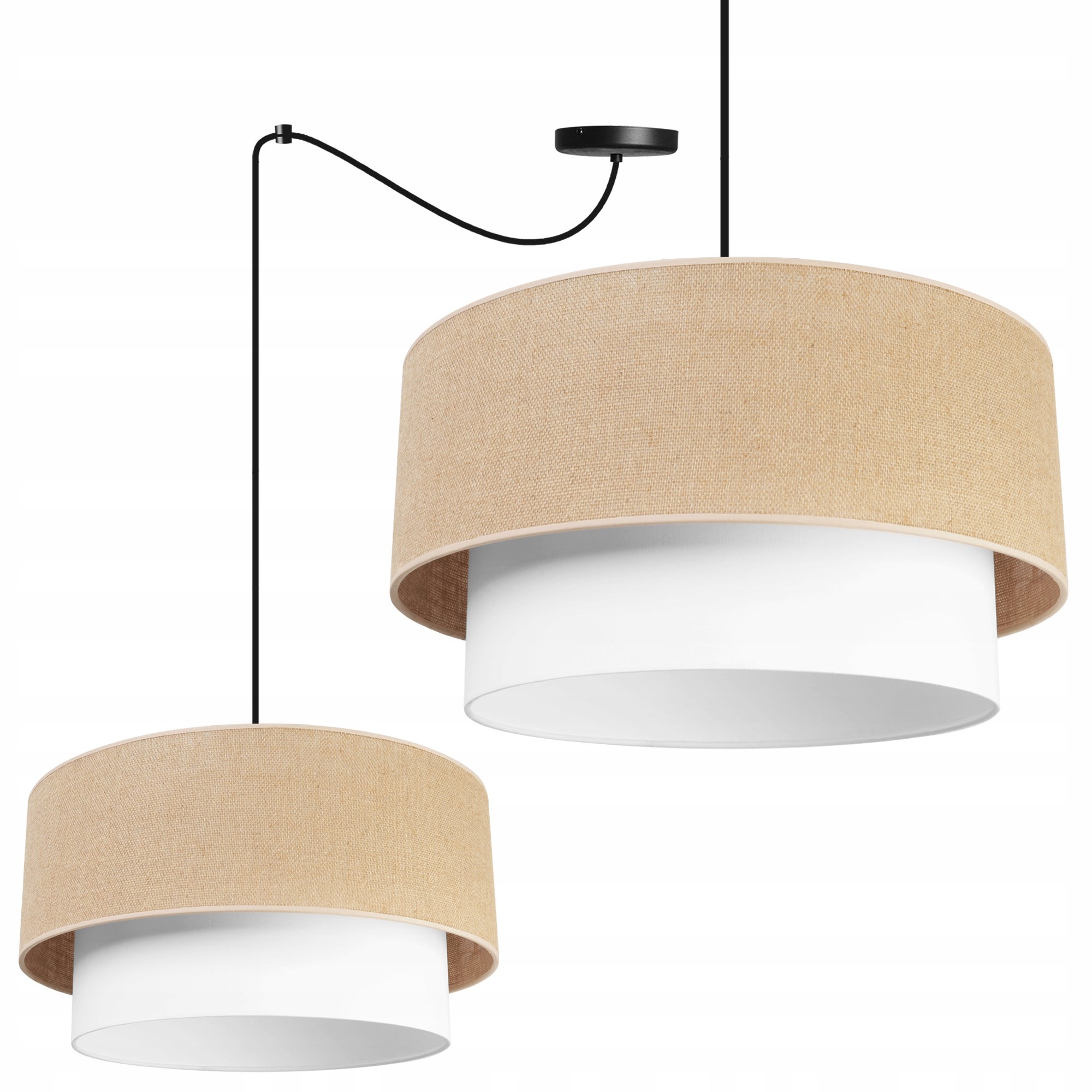 Lampa sufitowa wisząca Light Home LH Spider Juta 1x E27 abażur cylindryczny asymetryczny biały/beżowy glamour