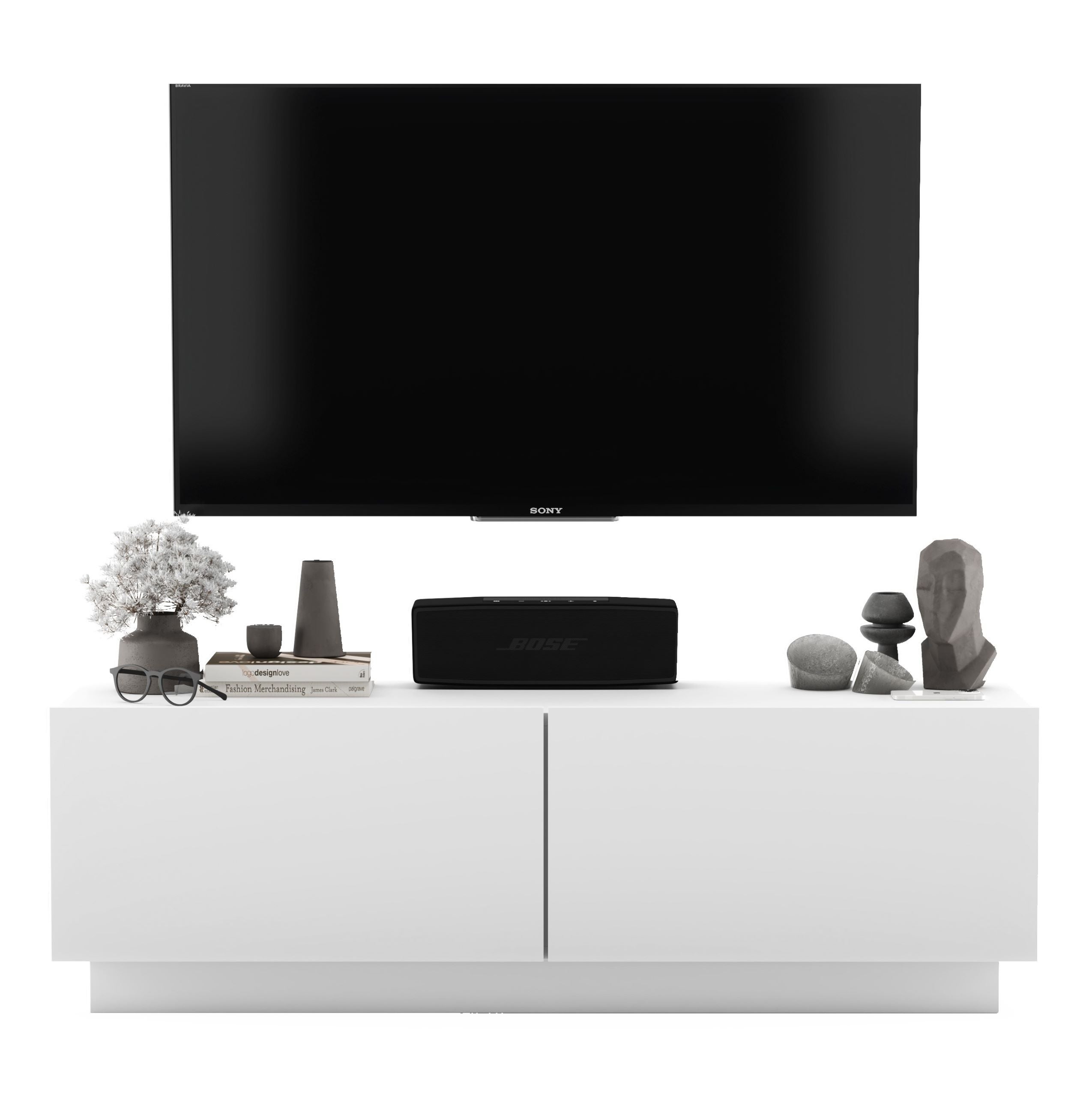 Uniwersalna szafka RTV 120 cm biały mat, mała komoda RTV do nowoczesnego salonu