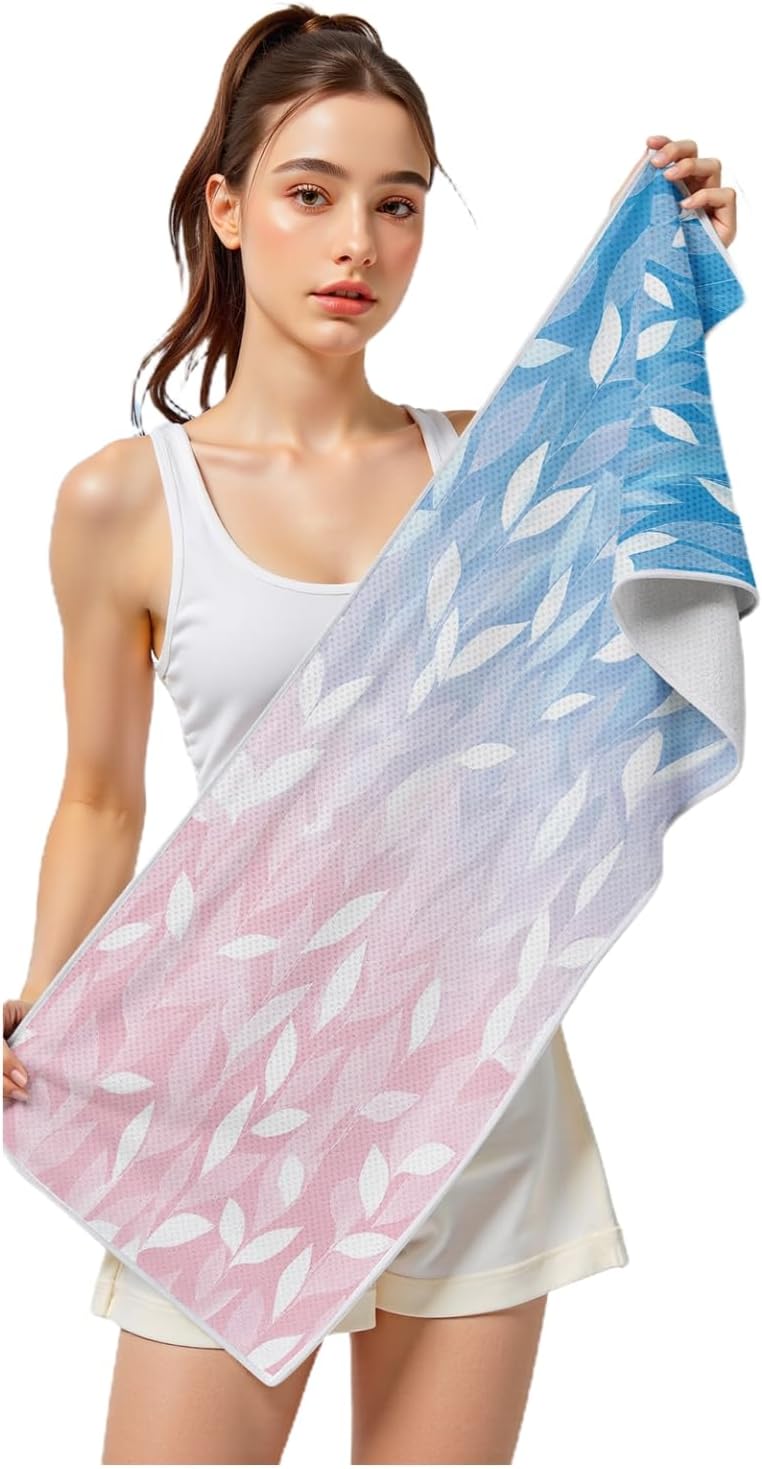 Chłodzący ręcznik sportowy, 99 x 29 cm - Uczucie chłodzenia - Na siłownię, do biegania, jogę, miękki, oddychający i lekki z mikrofibry - Na kemping, l