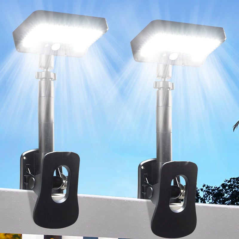 2 przypinane bezprzewodowe lampy solarne, dwa tryby instalacji, 92 diody LED, wodoodporność IP65, białe światło do ogrodzeń
