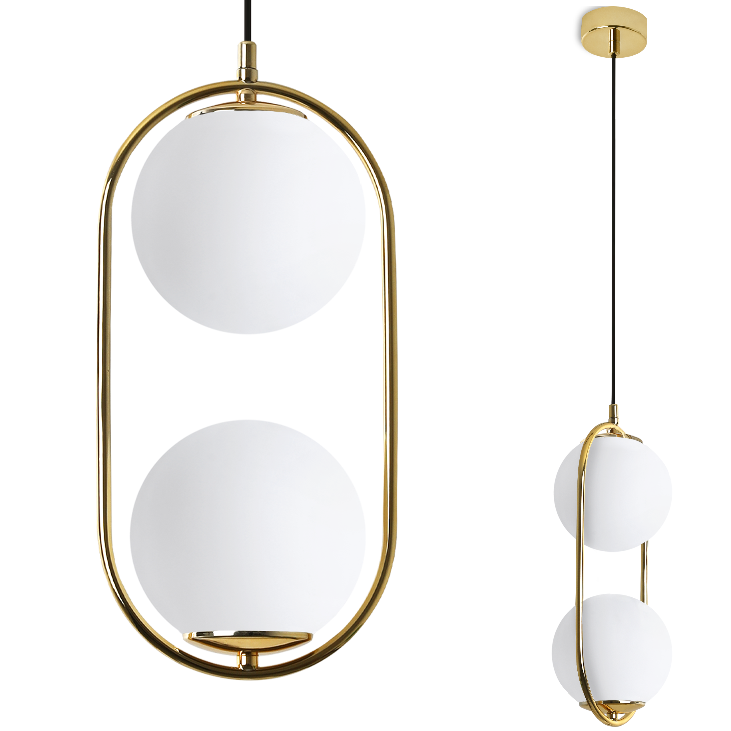 Lampa sufitowa wisząca Light Home LH Luna Duo 2x E14 biały/złoty