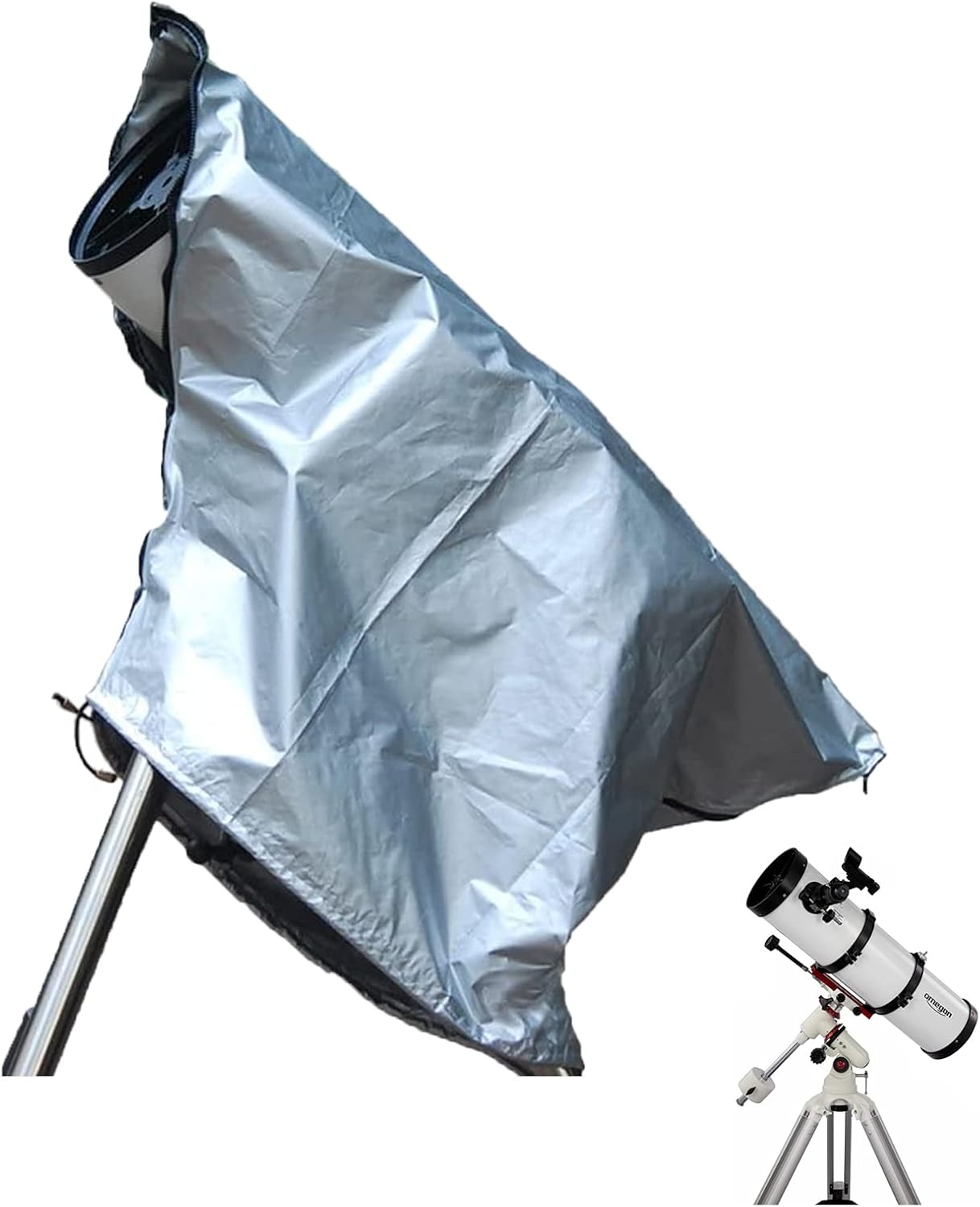 Pokrowiec ochronny na teleskop 100 x 75 cm, 420D, srebrny, do użytku na zewnątrz, wodoodporny, do aparatu DSLR, chroni przed deszczem, kurzem i promie