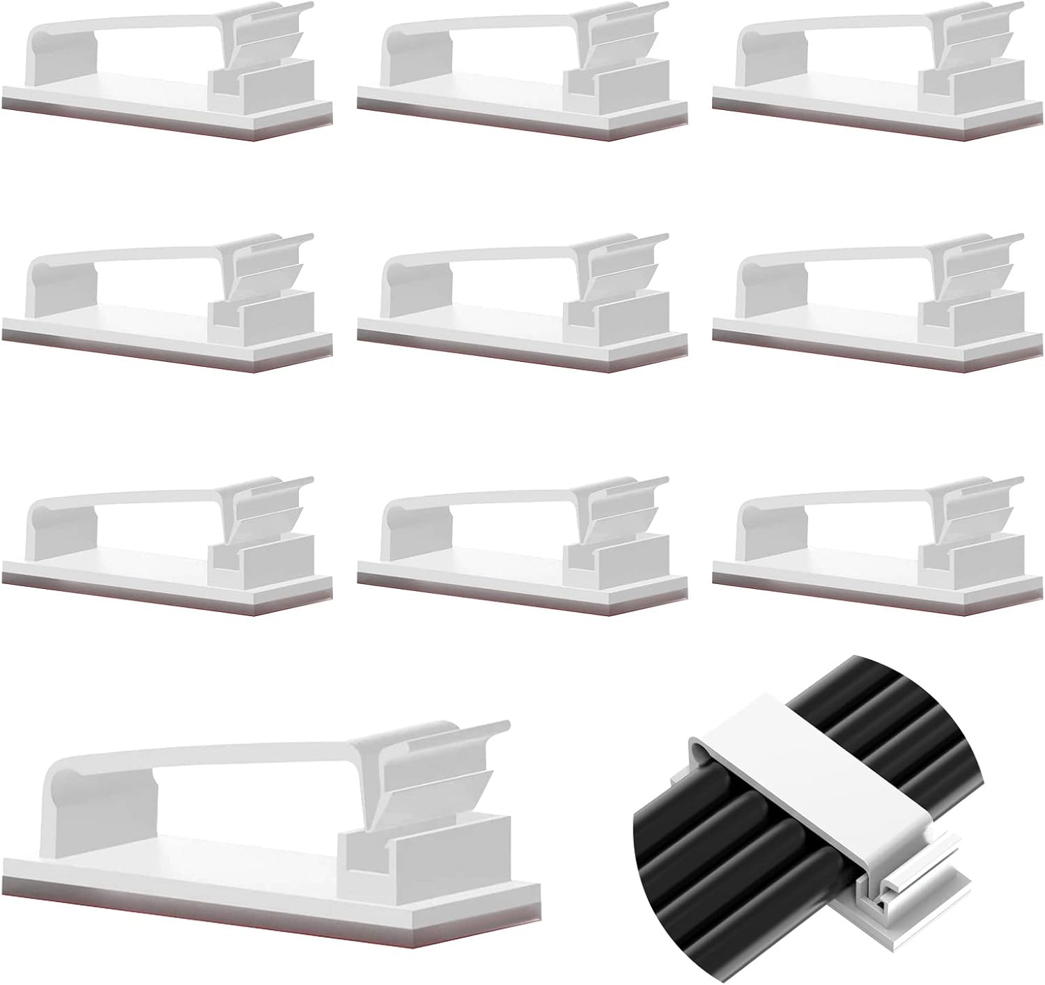 10 szt. samoprzylepnych uchwytów do kabli, trwałe klipsy do telewizora, komputera, laptopa, kabla Ethernet, domu, biura, białe