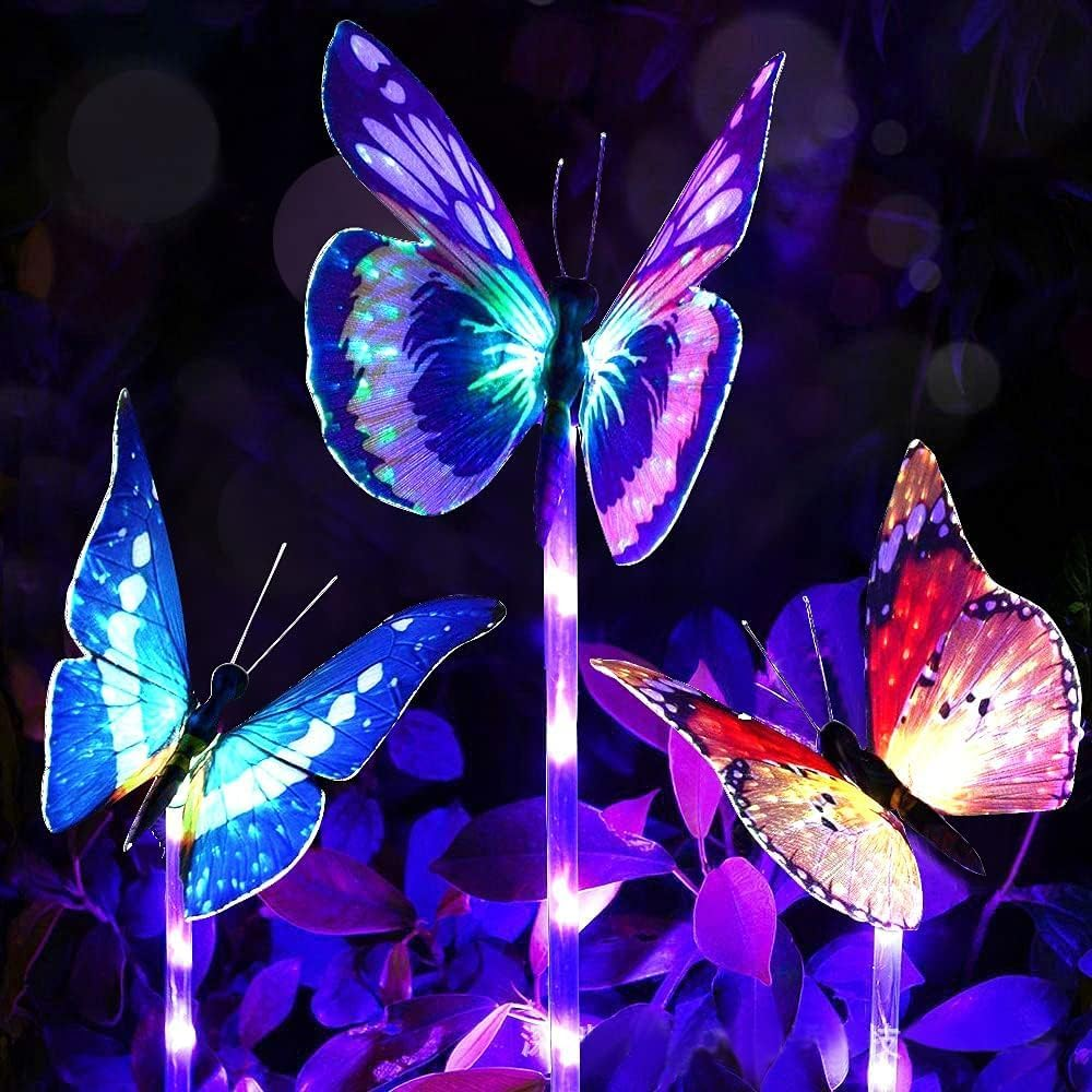 Zewnętrzna lampa solarna do ogrodu sztuki lamp solarnych wbijanych w ziemię motyle LED zmieniające kolory lampa solarna do ogrodu na ogrodzenie patio