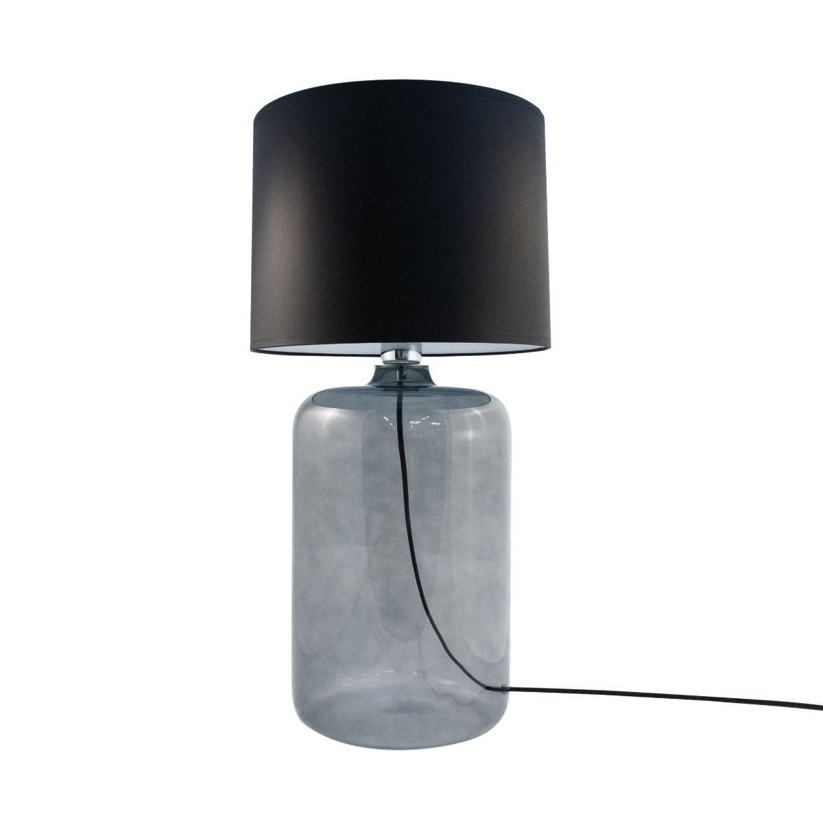 Lampa stołowa szklana dymiona czarna z abażurem 60 cm E27 60W Amarsa Zuma Line