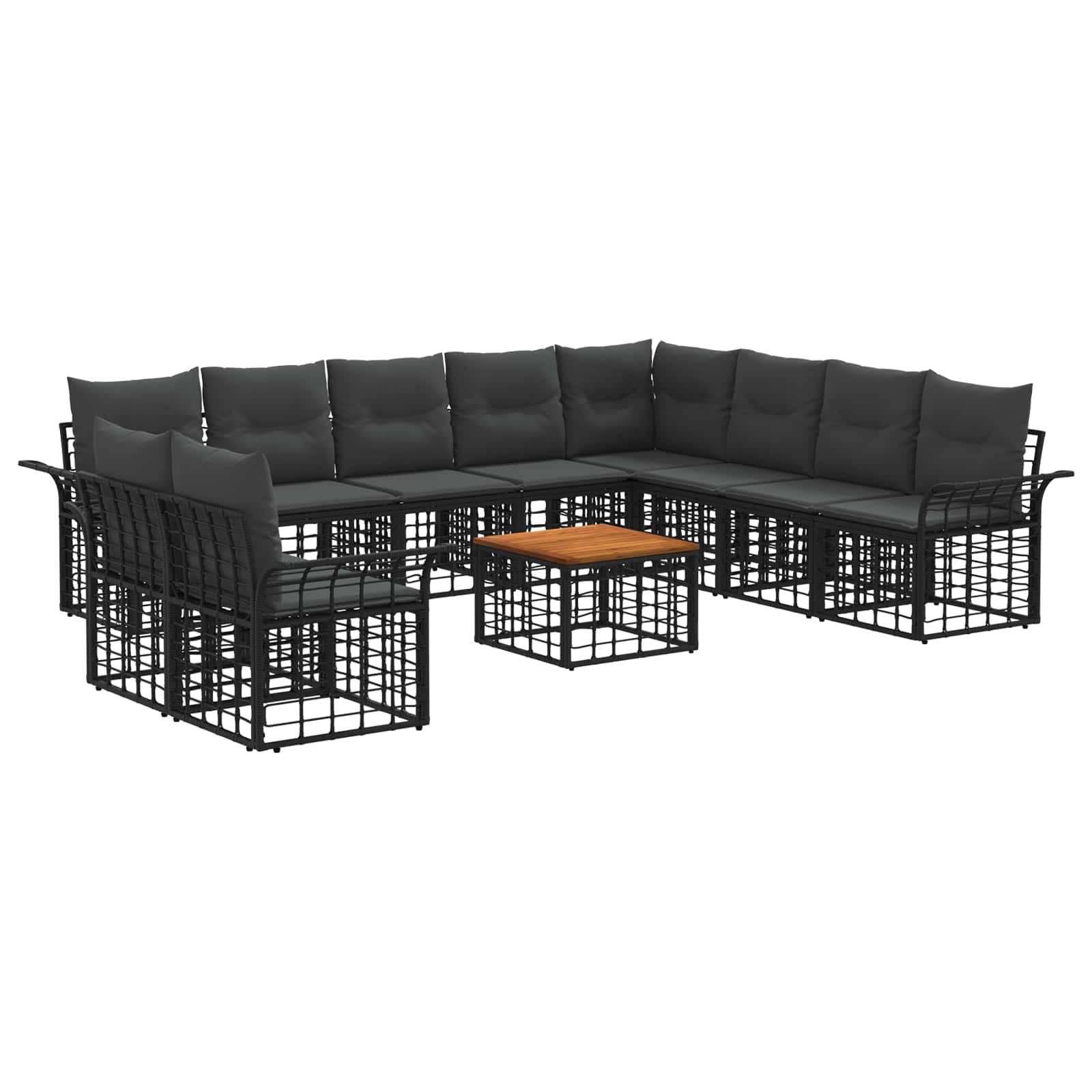 Zestaw sof na zewnątrz 11 pcs Czarny i Ciemnoszary Poliester vidaXL