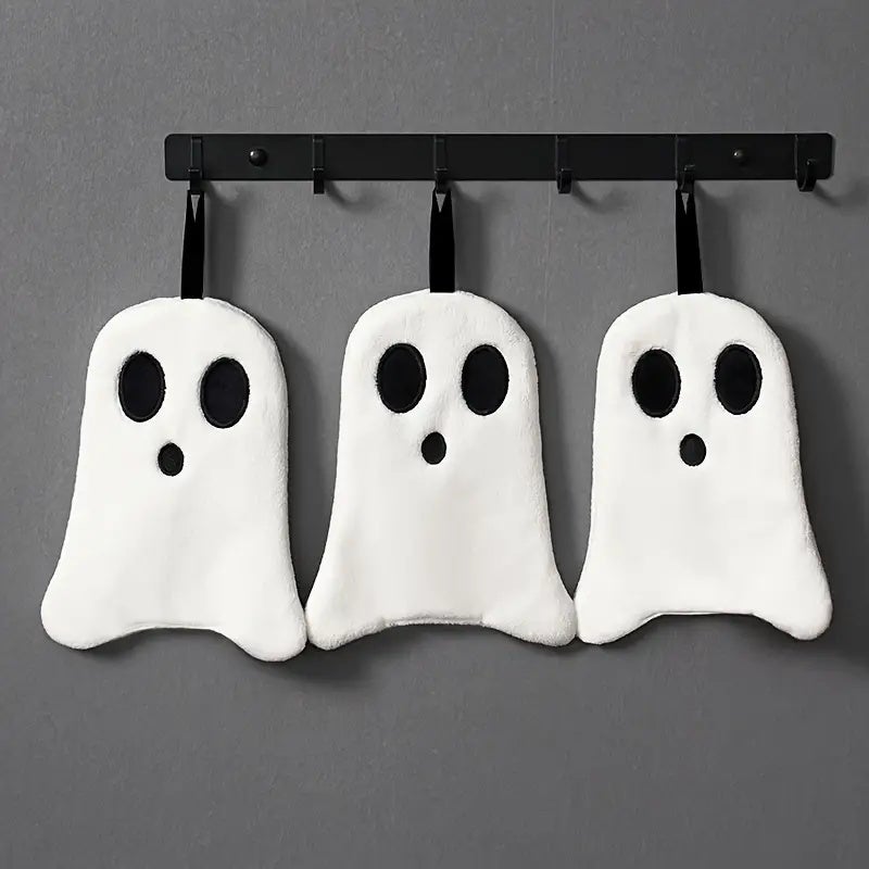3 ręczniki do rąk w kształcie ducha, dekoracja łazienkowa do zawieszenia na Halloween, ręcznik do rąk z aksamitu koralowego, super chłonny