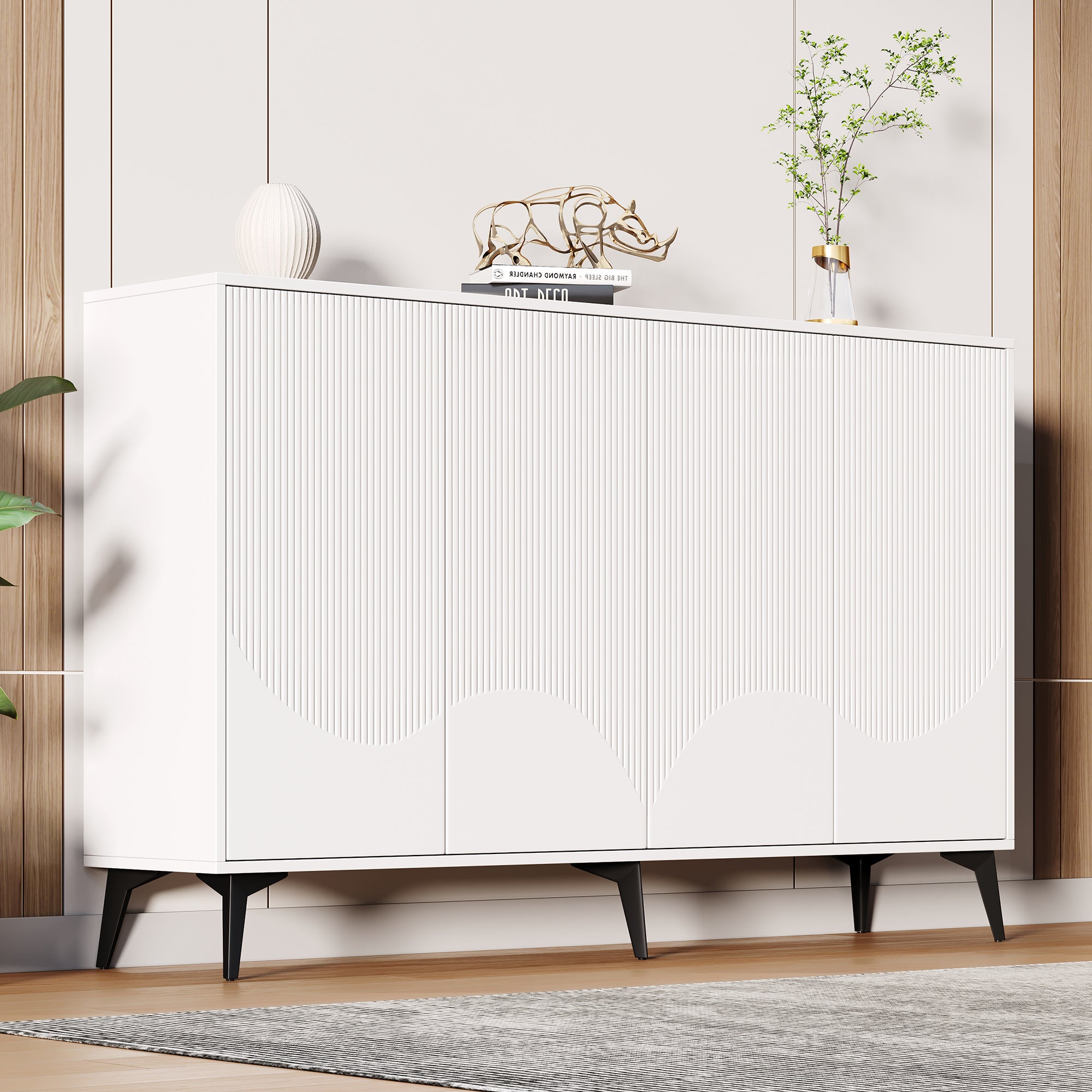Kredens kuchenny 160 x 35 x 100 cm, wodoodporna konstrukcja odporna na promieniowanie UV, z regulowanymi półkami, biały, z drewna i metalu