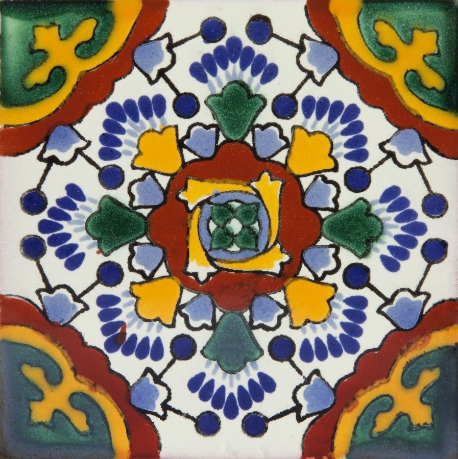 Meksykańskie płytki ceramiczne Ricardo – 30 unikalnych dekoracyjnych płytek ściennych z motywami 10,5x10,5 cm do łazienki, prysznica, kuchni