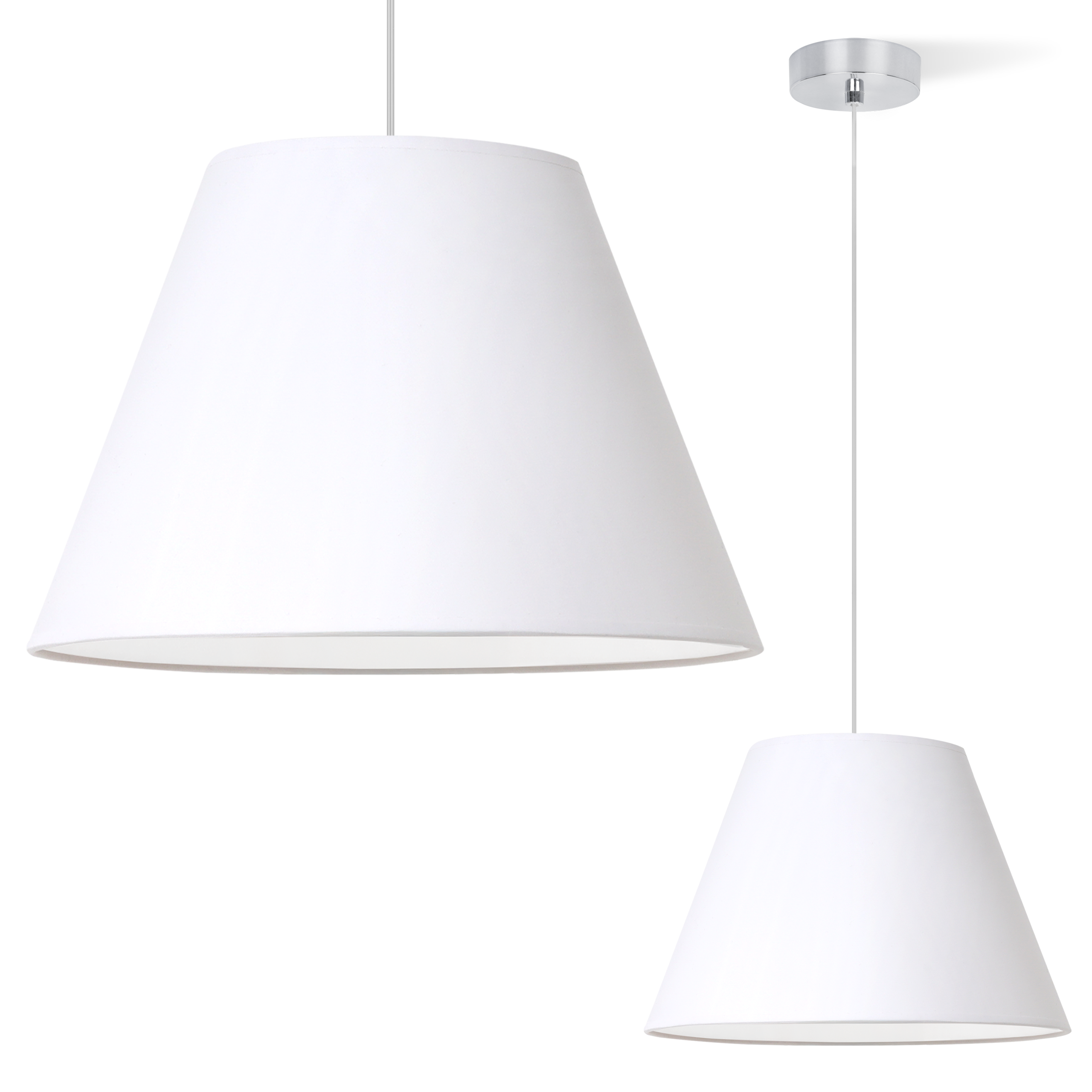 Lampa sufitowa wisząca srebrna Light Home LH Vienna 1xE27 abażur stożek 30cm biały