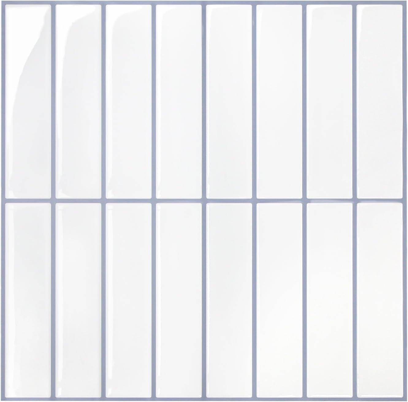 Opakowanie 24 sztuk (30,5 x 30,5 cm) samoprzylepnej tapety w kolorze białym do kuchni i łazienki, wodoodporne płytki PCV 3D
