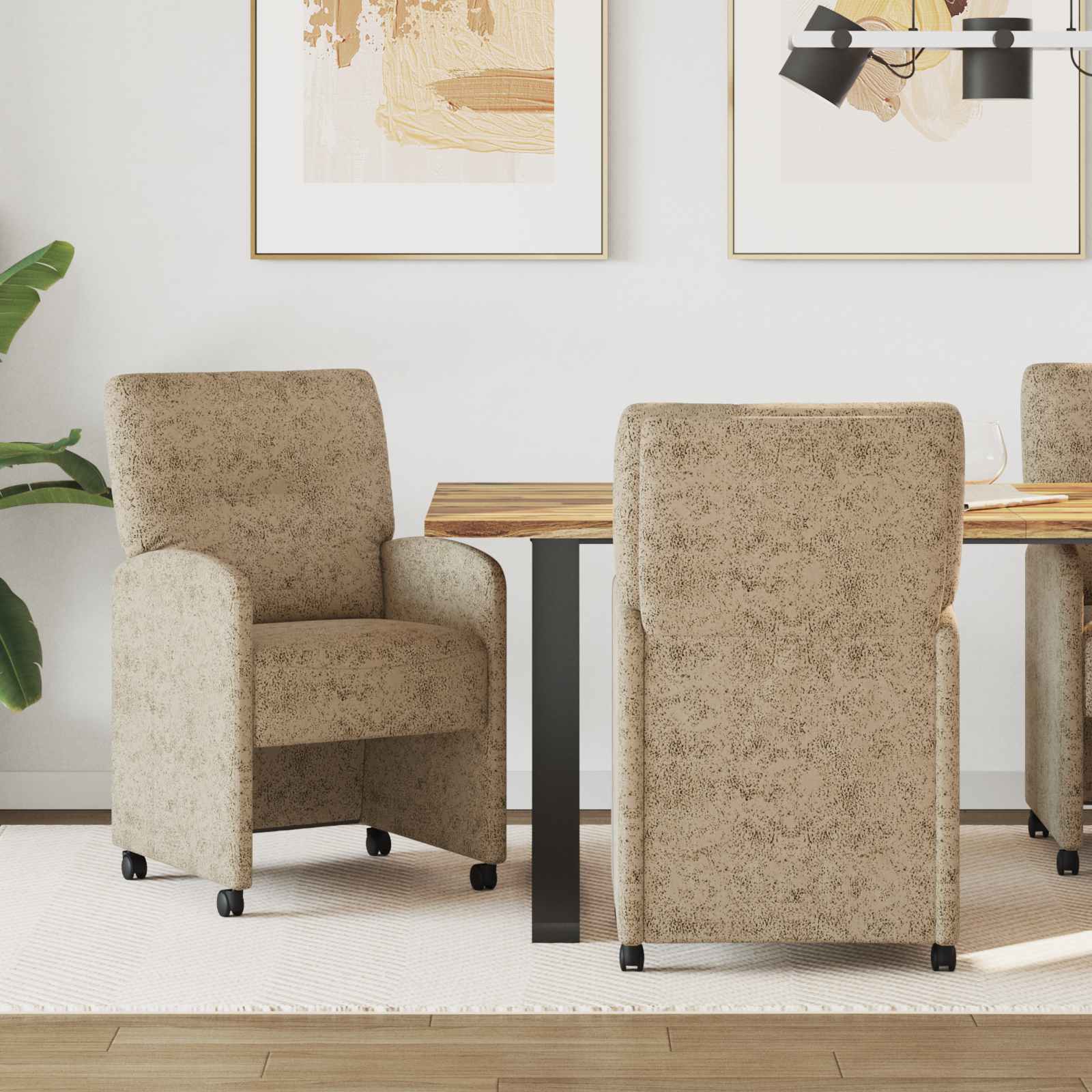 Krzesełka jadalne na kółkach 2 pcs Jasnoszary 57 x 67 x 95 cm vidaXL