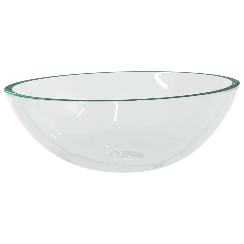 Umywalka Nablatowa Szklana Owalna Przezroczysta do Łazienki 50 cm