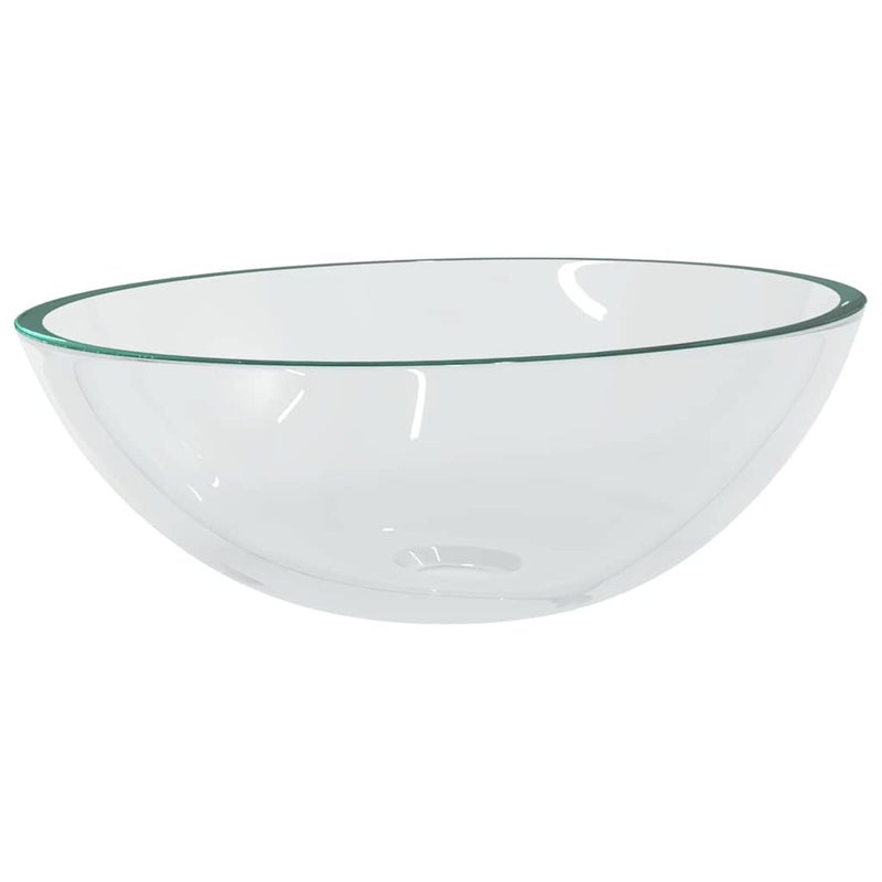 Umywalka Nablatowa Szklana Owalna Przezroczysta do Łazienki 50 cm