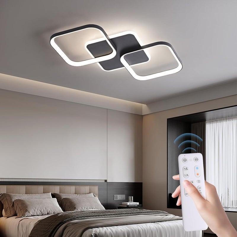 Lampa sufitowa LED 40W do salonu i łazienki z pilotem, 4500 lm, czarna