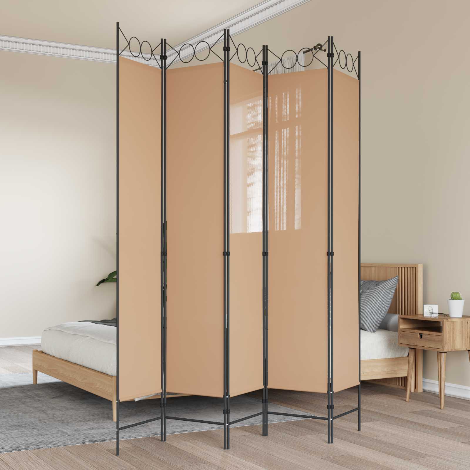 5-panelowy parawan Beżowy 200 x 220 cm tkanina vidaXL