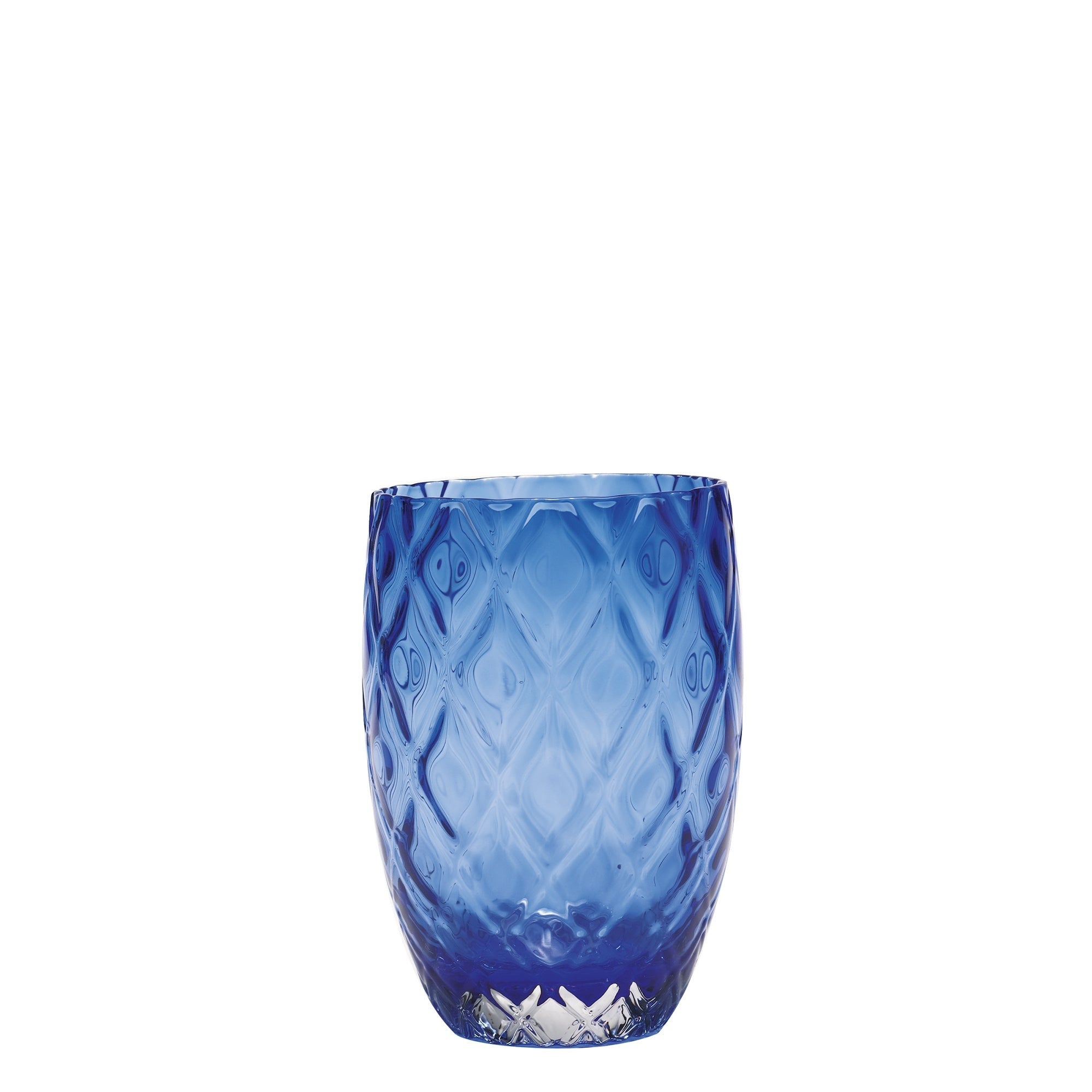 Zestaw 6 niebieskich szklanek dmuchanych ustami z wzorem diamentowym, eleganckich i trwałych do codziennego użytku LSA-BLU-6PZ