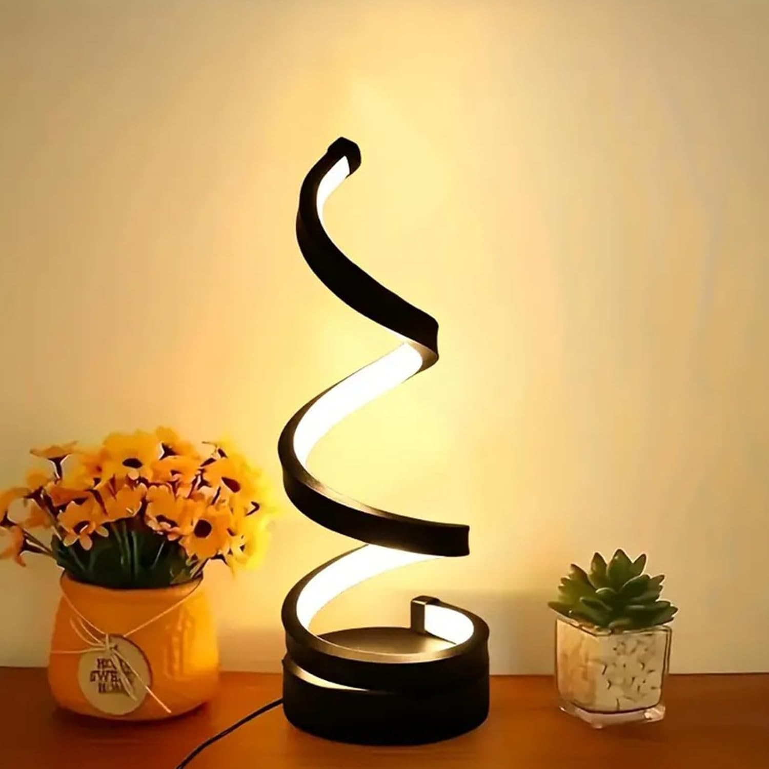 Nowoczesna spiralna lampa stołowa LED, ładowanie USB, 3 kolory, płynna regulacja jasności, do domu, salonu, sypialni