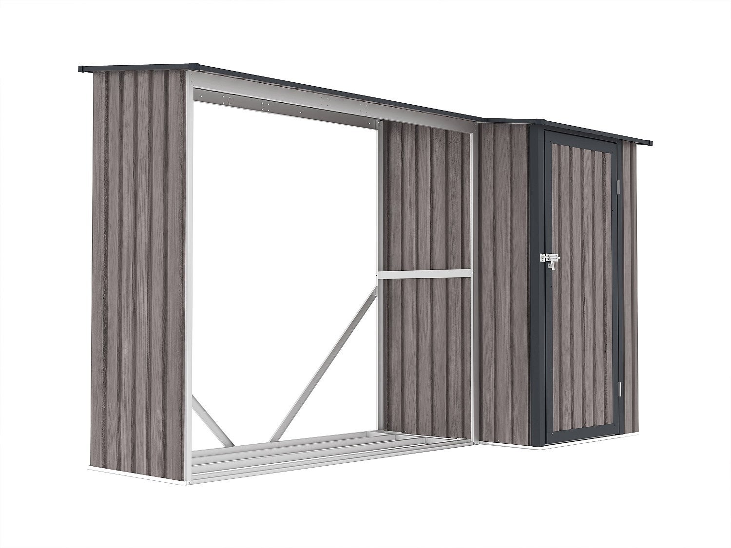 Wiata na drewno opałowe z metalu z miejscem do przechowywania ze stali galwanizowanej 3,49 m3 – 2 stery drewna – 282 × 109 × 168 cm (dł. × szer. ×